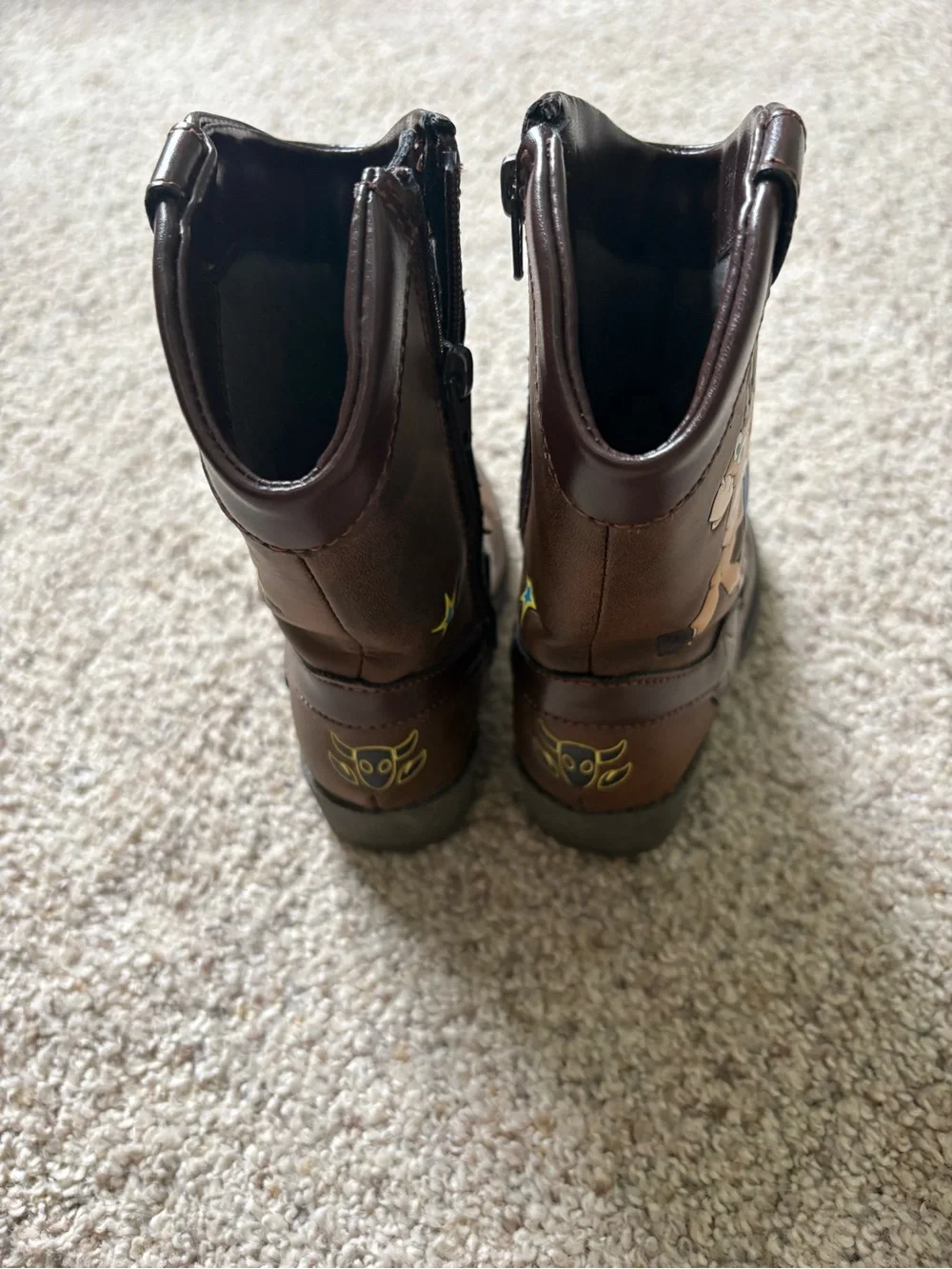 Toddler Toy Story Boots - Brown 6: Woody Western Style, Disney Licensed, Zipper